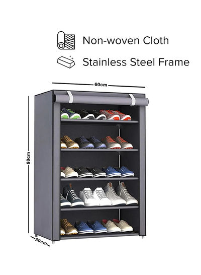 ALMUFARREJ Shoe Rack 5 Shelves Grey 60x30x90cm