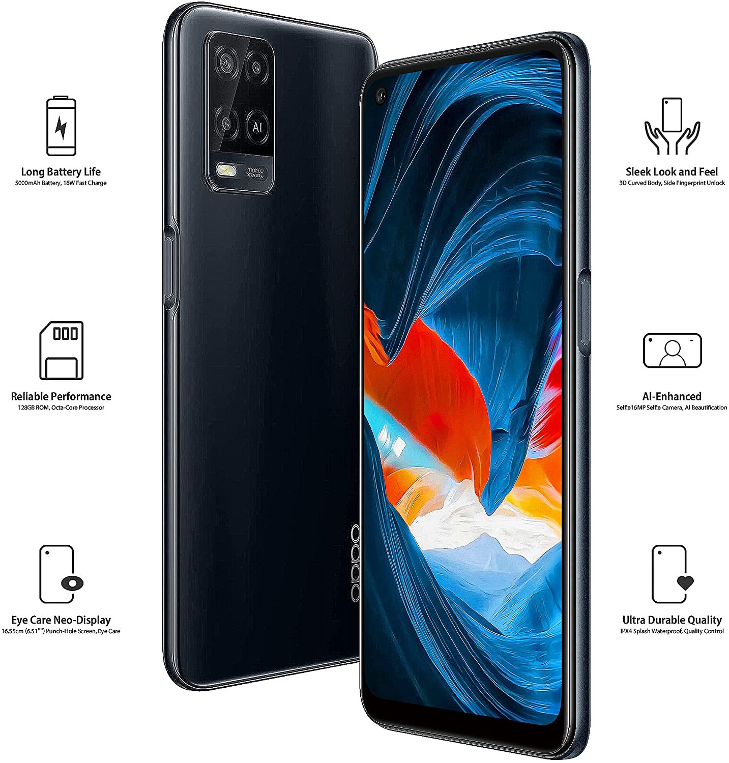 Oppo A54 Black 4GB RAM 128GB 4G LTE